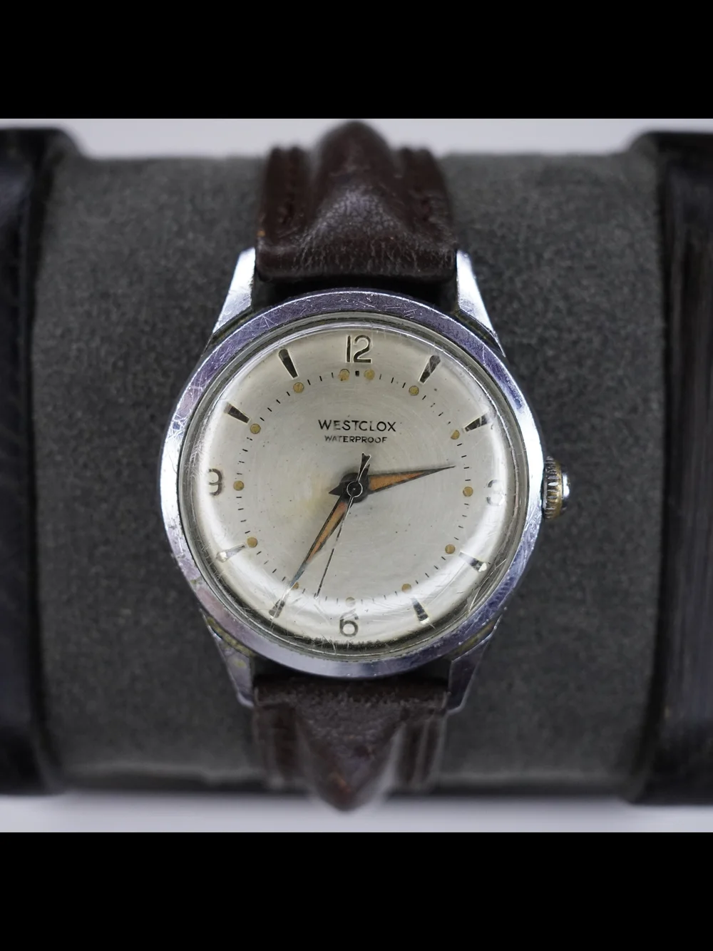 Vintage Westclox Model 689 Mechanical Mens Watch Silver Dial Waterproof USA Runs